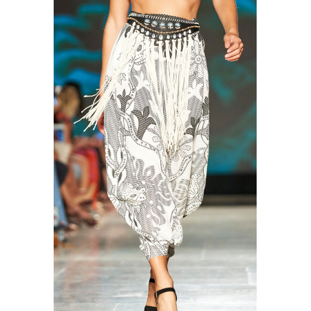 Gaucho trousers with patch print