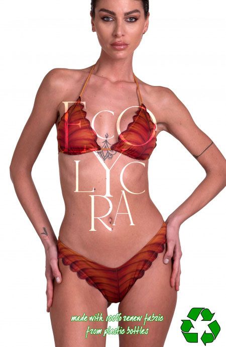 Bikini Triangolo Imbottito Foglia In Lycra Riciclata Pin-Up Stars - 1
