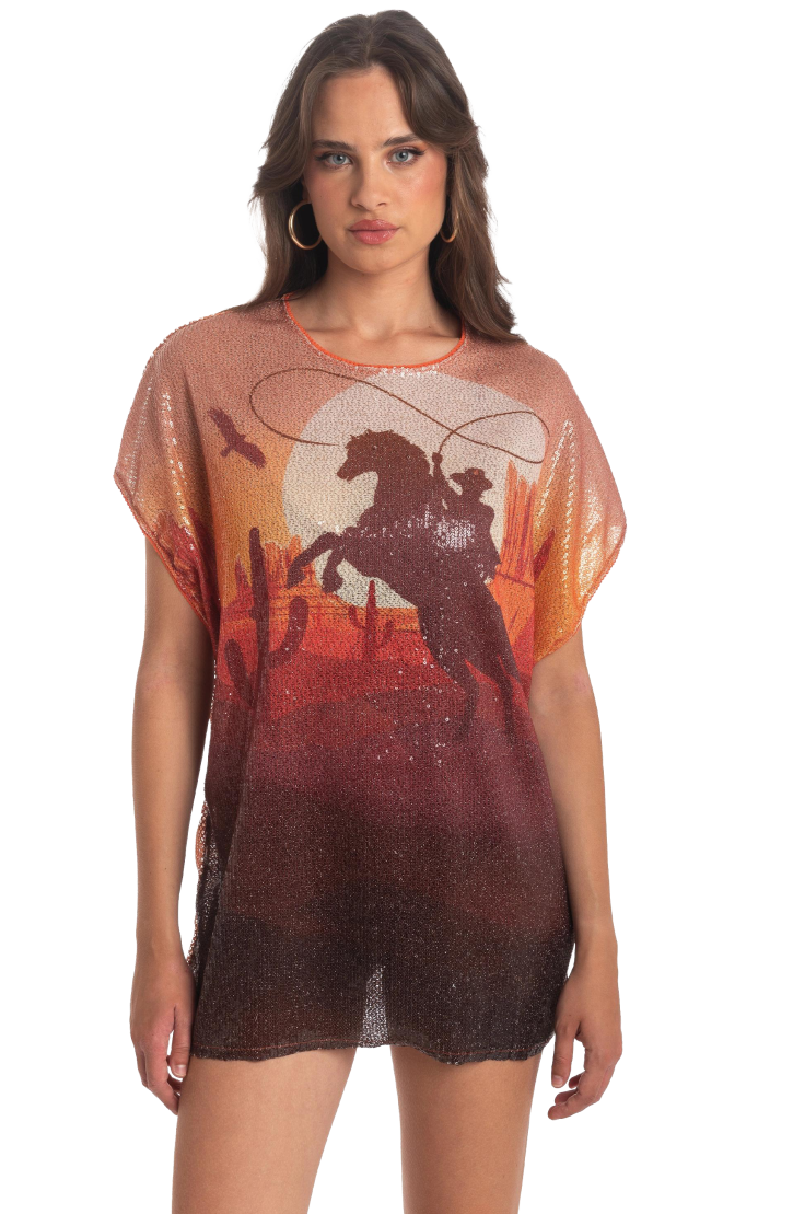 Far West Sequins T-shirt Dress