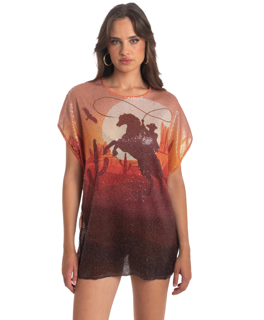 Abito T-shirt Paillettes Far West