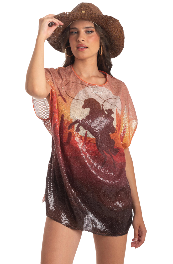 Far West Sequins T-shirt Dress
