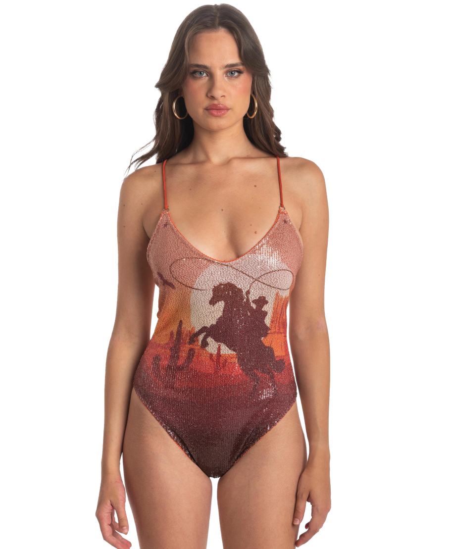 Costume Da Bagno Intero Paillettes Far West