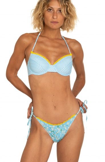 Bikini Balconcino Con Ferretto Slip Fiocchi Stampa Provenzale Poisson D'Amour - 1