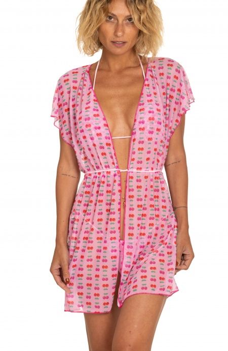 Sweet Tulle Caftan Cherry Heart Print Poisson D'Amour - 1 Sweet Tulle Caftan Cherry Heart Print Poisson D'Amour - 1