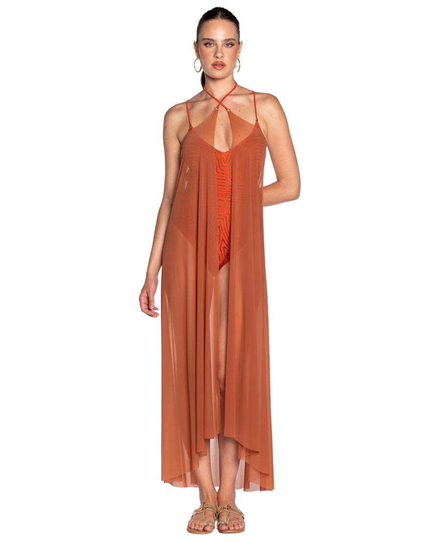 Plain Tulle Pareo Dress