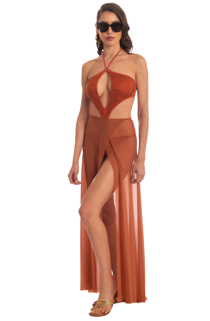 Plain Tulle Pareo Dress