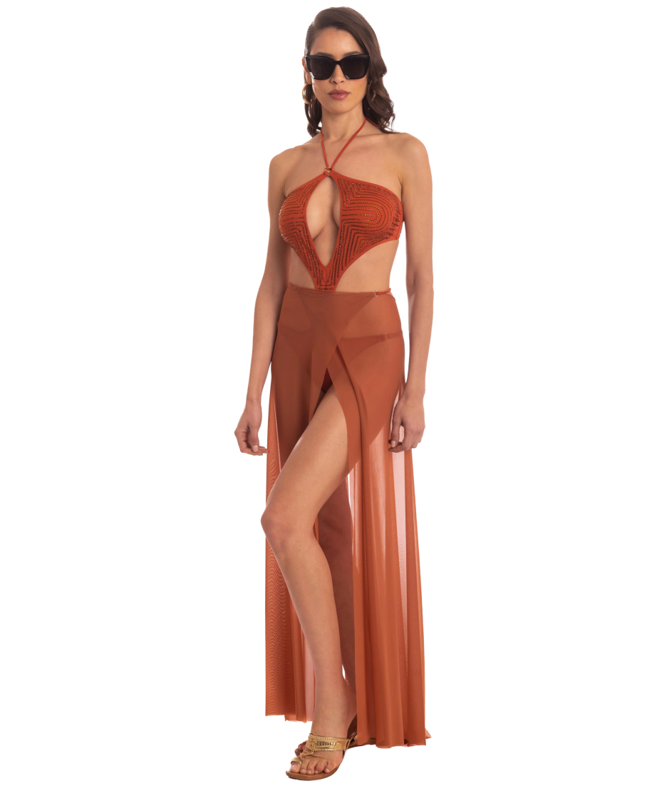 Plain Tulle Pareo Dress