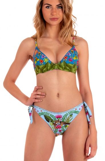 Bikini Balconcino Con Ferretto Slip Fiocchi Jungla Attitude Strass Pin-Up Stars - 9