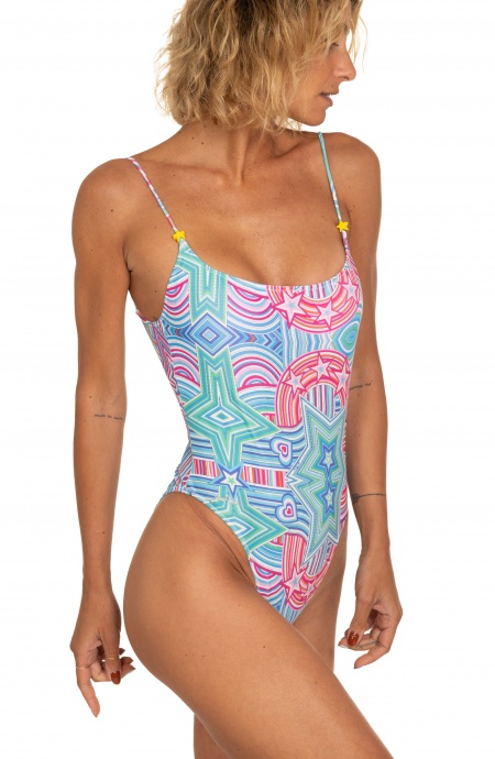 Costume Intero Olimpionico Imbottito Stampa Stars Rainbow Poisson D'Amour - 5