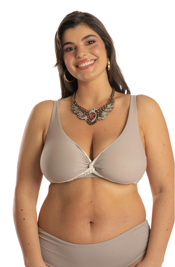 Top Bikini Brassiere Tinta Unita Curvy