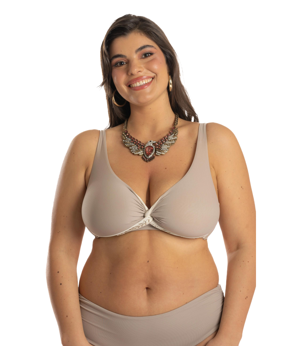 Top Bikini Brassiere Tinta Unita Curvy