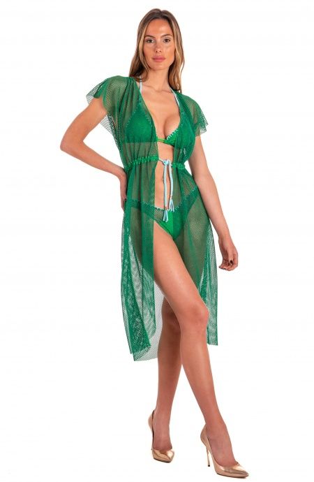 Dress With Drawstring Solid Color Mesh Pin-Up Stars - 4 Dress With Drawstring Solid Color Mesh Pin-Up Stars - 4