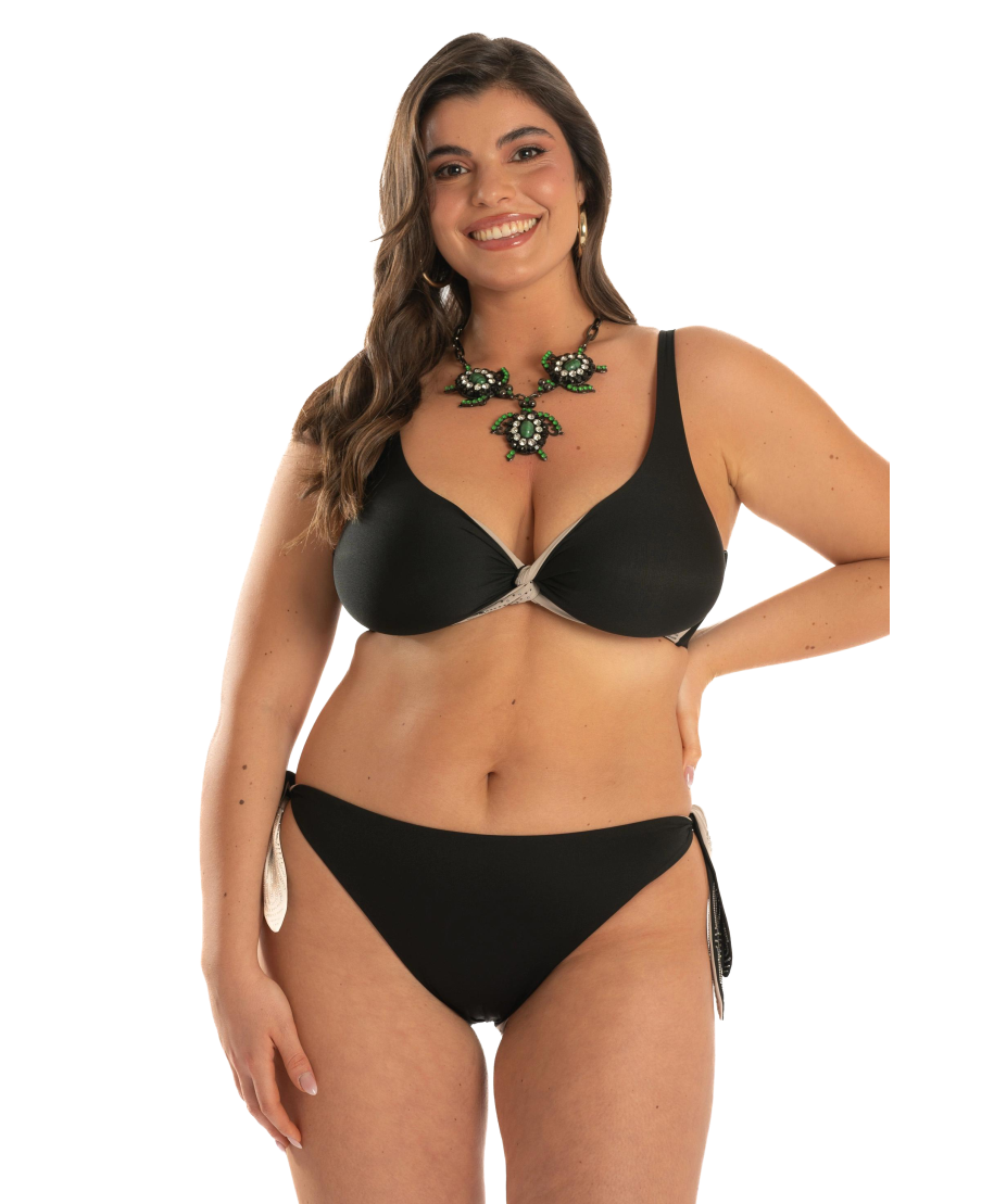 Top Bikini Brassiere Tinta Unita Curvy