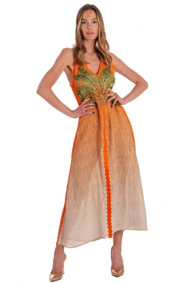 Dune Print Gauze Slit Long Dress Pin-Up Stars - 5