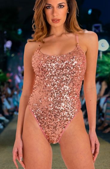 Sequined Padded Olympic One-piece Swimsuit Sequined Padded Olympic One-piece Swimsuit Pin-Up Stars - 12