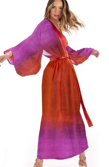 Kimono Viscosa Satin Pin-Up Stars - 1