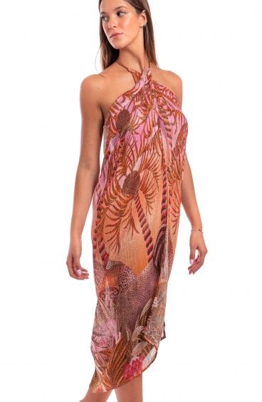 Abito Pareo Garza in Cotone Lamè Palm Paradise Pin-Up Stars - 7