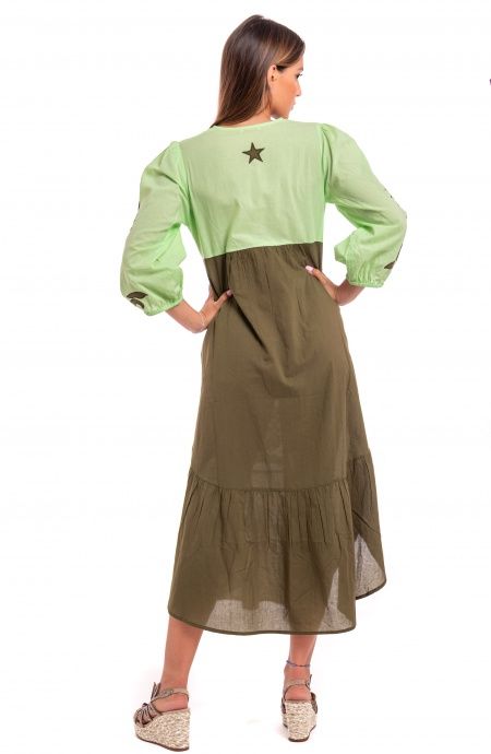 Pineapple Patch Cotton Long Sleeve Embroidered Dress Pin-Up Stars - 6