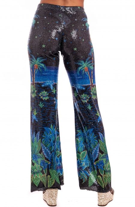 Hawaii Print Sequined Paw Paw Pants Pin-Up Stars - 2