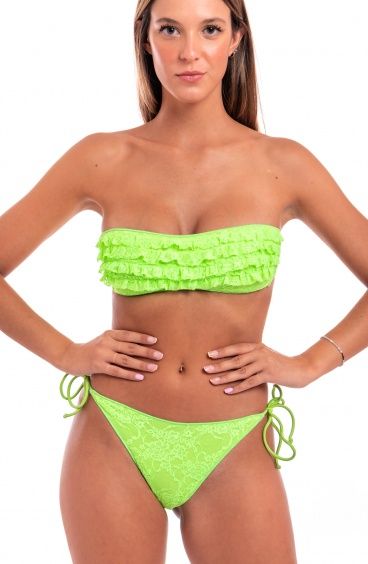 Bikini Fascia Slip Brasiliana Rouches Pizzo Poisson D'Amour - 1