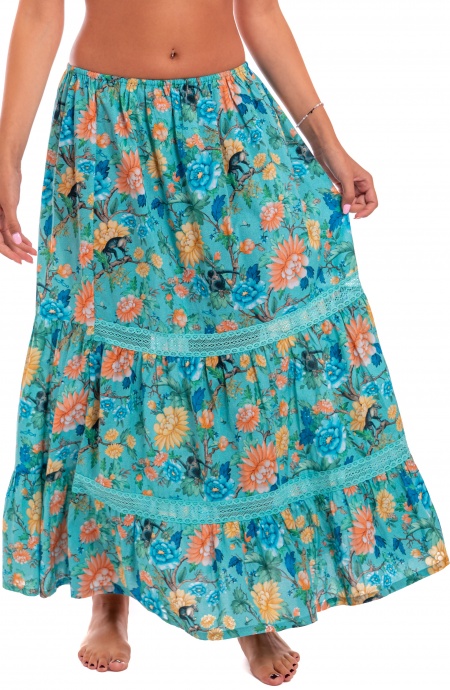 Gonna Lunga Inserti In Pizzo Stampa Monkey - 1