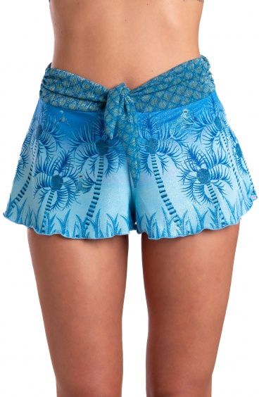Palm Paradise Lurex Piquet Shorts With Crepon Lamé Bandage Pin-Up Stars - 10