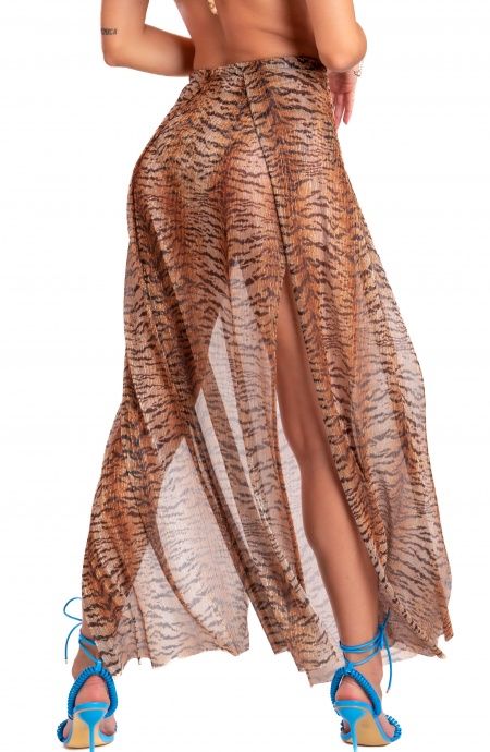 Lamé Crepon Skirt With Tiger Print Slits Pin-Up Stars - 4