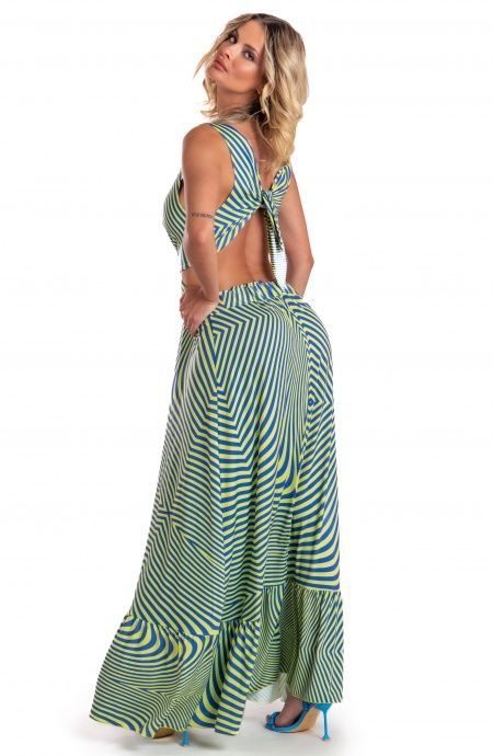 Long Dress Jersey Print Optical Pin-Up Stars - 6