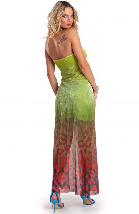 Off-Shoulders Long Dress With Anella Crepon Lamé Print Macula Degradé Pin-Up Stars - 8