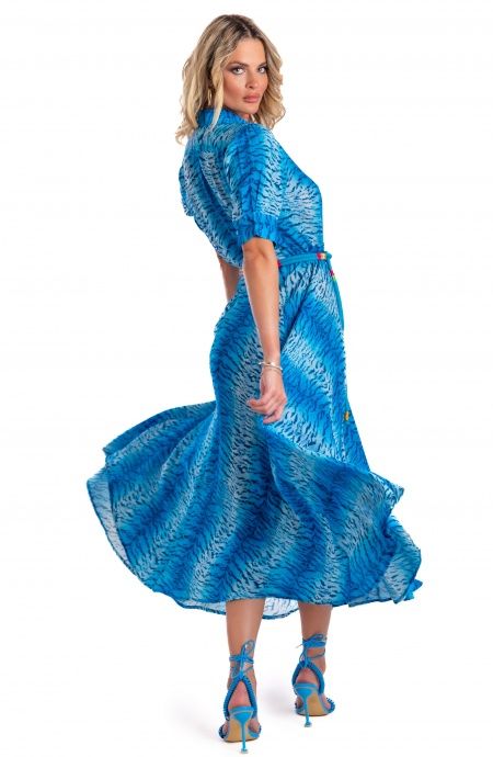 Chemisier Mussola Di Viscosa Con Cintura Stampa Tigre Pin-Up Stars - 8