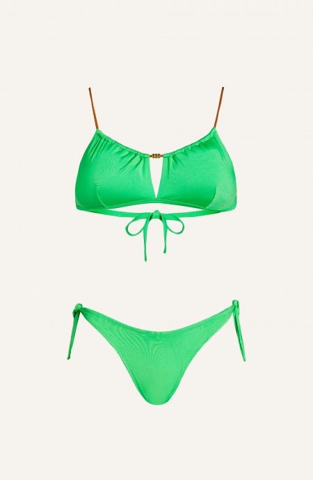 Bikini Bandeau Straps Alcantara Slip Thong Solid Color Pin-Up Stars - 5 Bikini Bandeau Straps Alcantara Slip Thong Solid Color Pin-Up Stars - 5