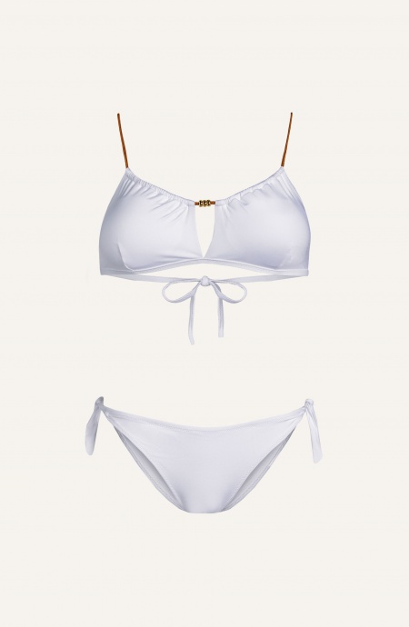 Bikini Fascia Spalline Alcantara Slip Fiocchi Tinta Unita Pin-Up Stars - 1
