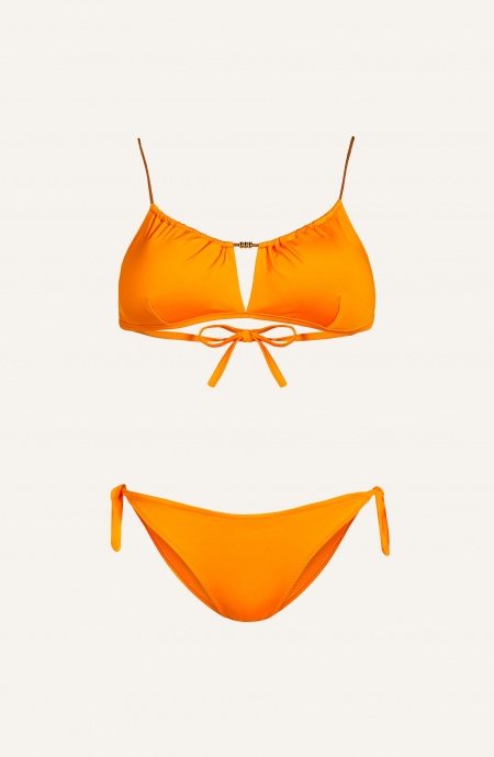Bikini Fascia Spalline Alcantara Slip Fiocchi Tinta Unita Pin-Up Stars - 3