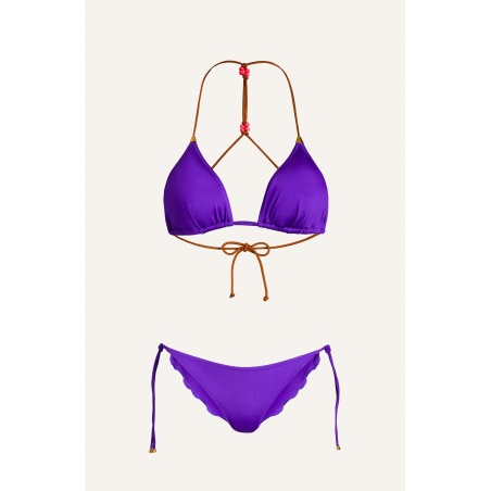 Bikini Triangle Padded Straps Alcantara Brazilian Briefs Solid Color