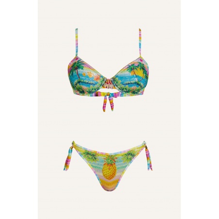 Balconette Bikini With Underwire Underwire Brazilian Sequin Briefs Hawaii Print