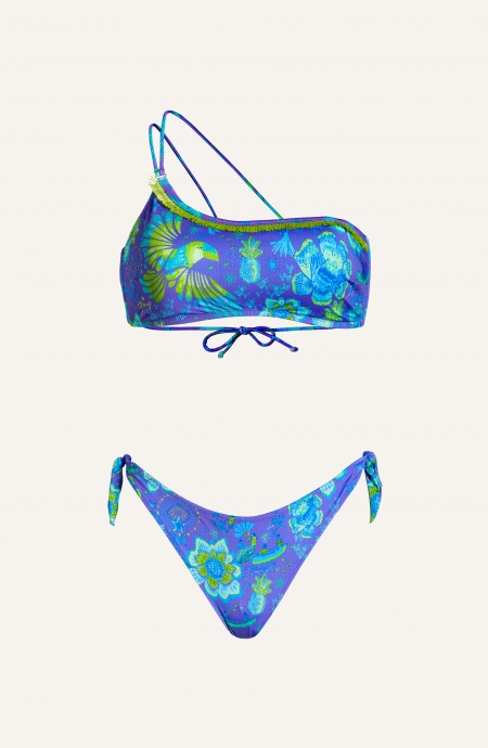Bikini Fascia Spalla In Rafia Slip Brasiliana Stampa Apache Pin-Up Stars - 2
