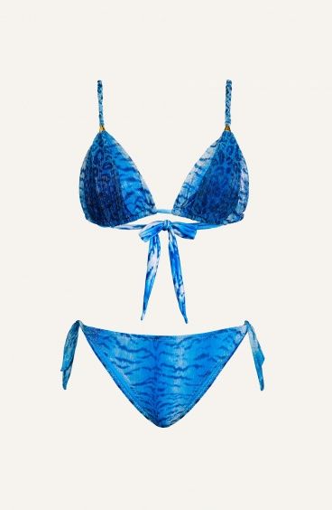 Bikini Triangolo Imbottito Slip Fiocchi Crepon Lamè Stampa Tigre Pin-Up Stars - 2