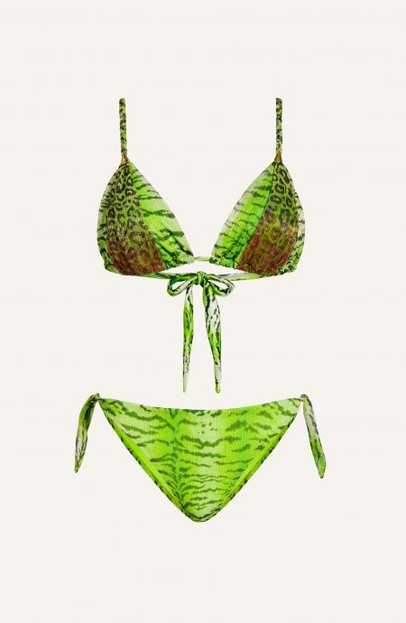 Bikini Triangolo Imbottito Slip Fiocchi Crepon Lamè Stampa Tigre Pin-Up Stars - 3