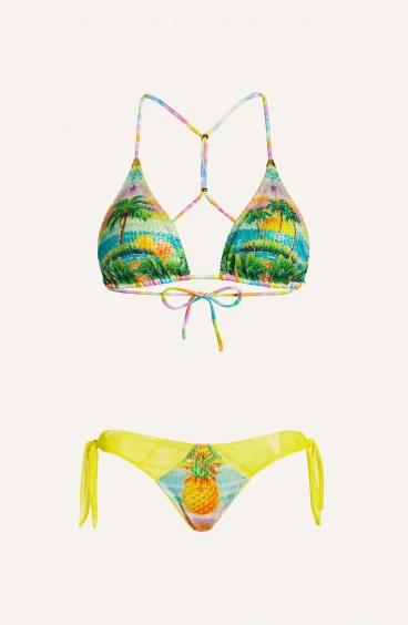 Bikini Triangolo Imbottito Slip Sgambato Fiocchi Paillettes Stampa Hawaii Pin-Up Stars - 5