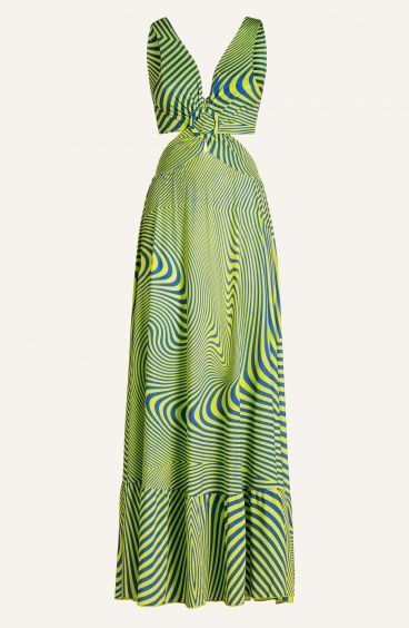 Long Dress Jersey Print Optical Pin-Up Stars - 5