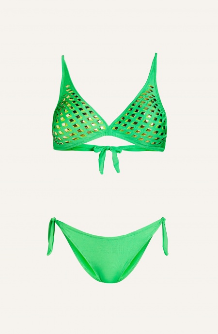 Bikini Brassiere Specchietti Laser Slip Fiocchi Tinta Unita Pin-Up Stars - 1 Bikini Brassiere Specchietti Laser Slip Fiocchi Tinta Unita Pin-Up Stars - 1