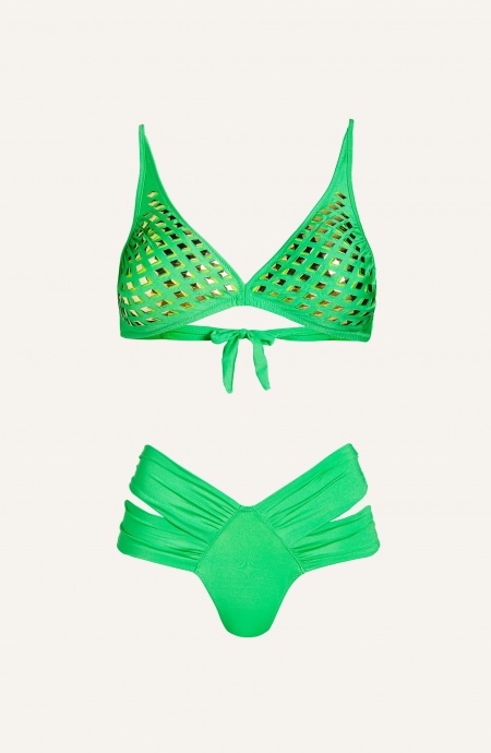 Bikini Brassiere Specchietti Laser Slip Medio Tinta Unita Pin-Up Stars - 5