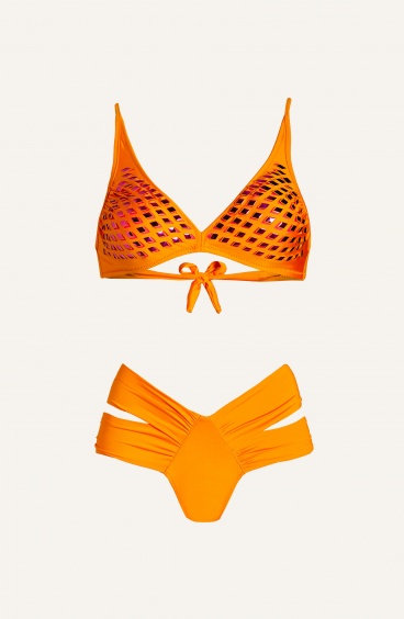 Bikini Brassiere Specchietti Laser Slip Medio Tinta Unita Pin-Up Stars - 1