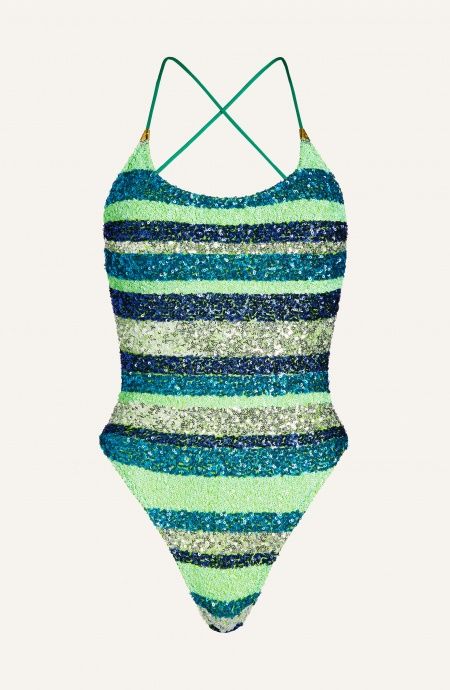 One-piece sequined stripe swimsuit Pin-Up Stars - 3