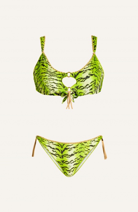 Bikini Brassiere Slip Fiocchi Stampa Tigre Ricamo Punto Cavallo Pin-Up Stars - 1