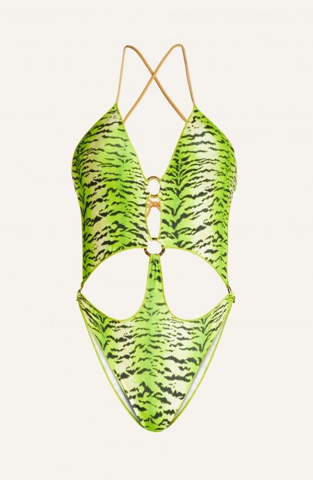 One-piece Swimsuit With Tiger Print Rings Pin-Up Stars - 6 One-piece Swimsuit With Tiger Print Rings Pin-Up Stars - 6