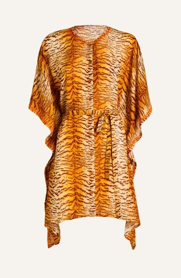 Viscose Muslin Tiger Print Poncho Pin-Up Stars - 1