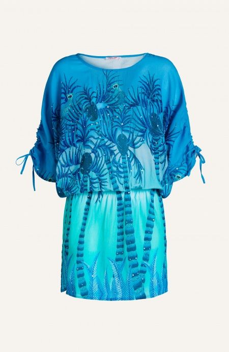 Palm Paradise Viscose Muslin Tunicette Pin-Up Stars - 9 Palm Paradise Viscose Muslin Tunicette Pin-Up Stars - 9
