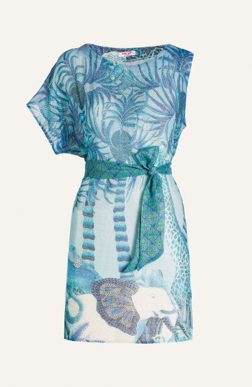 Mini Abito Mono Spalla Garza in Cotone Lamè Palm Paradise Pin-Up Stars - 7