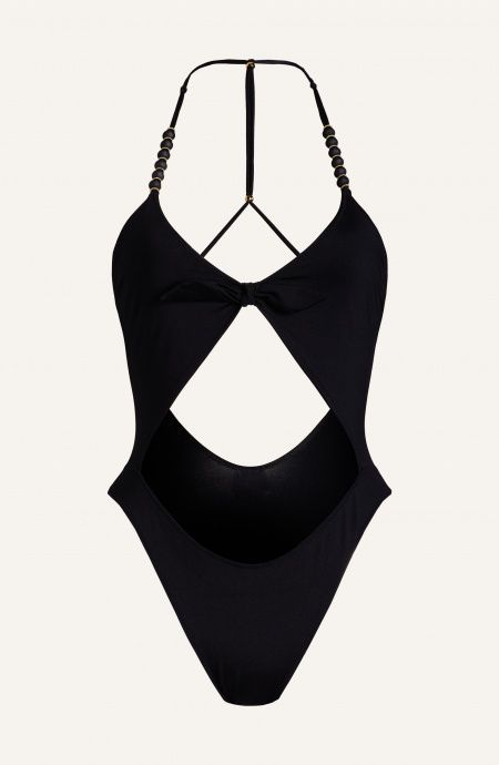 Costume Intero Con Fiocchi e Spalline A Sfera Tinta Unita Pin-Up Stars - 5